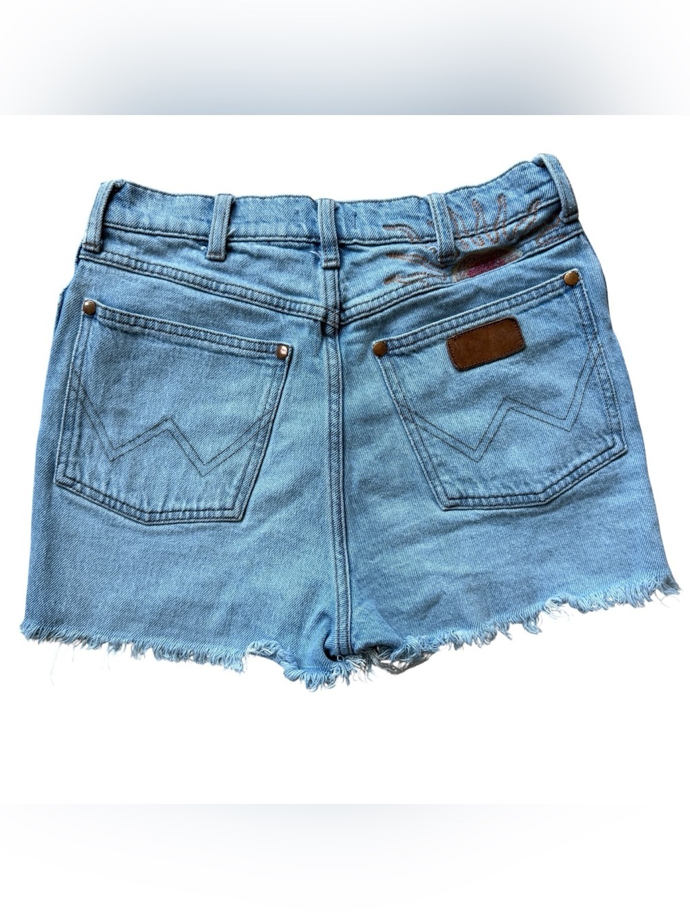 Vintage Wrangler Westward High Rise Cutoff Denim Shorts Light Wash Festival 28